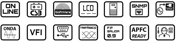 Iconos SAI Trifásico 3-3 Online LA-ON33-LCD-V0.9 Lapara UPS