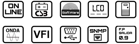 Iconos características SAI Online Lapara UPS LA-ON-SH-V0.9